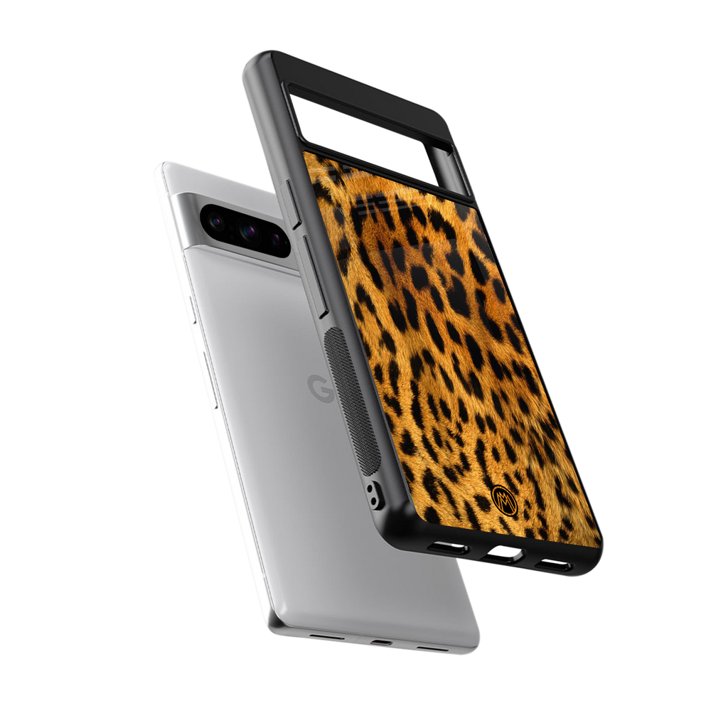 leopard fur back phone cover | glass case for google pixel 8 pro