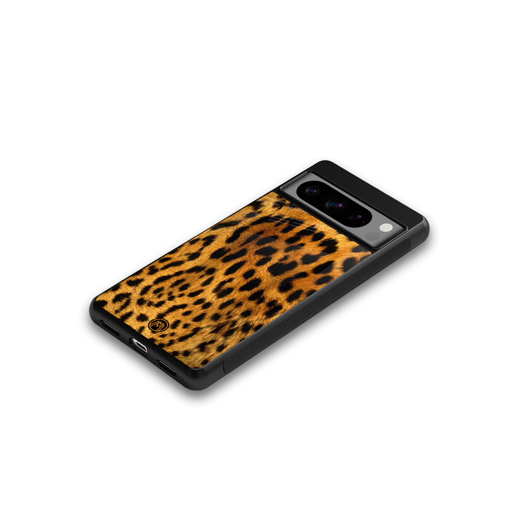 leopard fur back phone cover | glass case for google pixel 8 pro