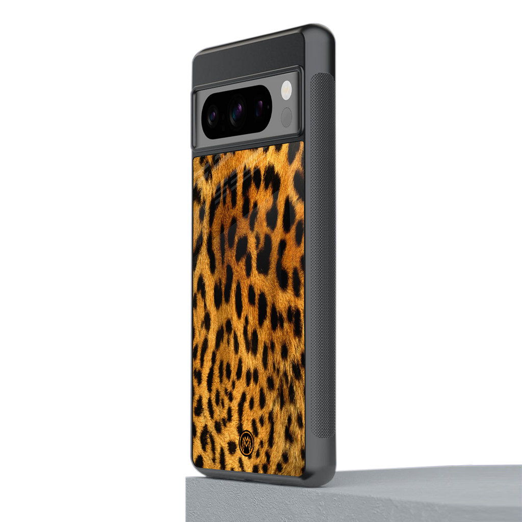leopard fur back phone cover | glass case for google pixel 8 pro