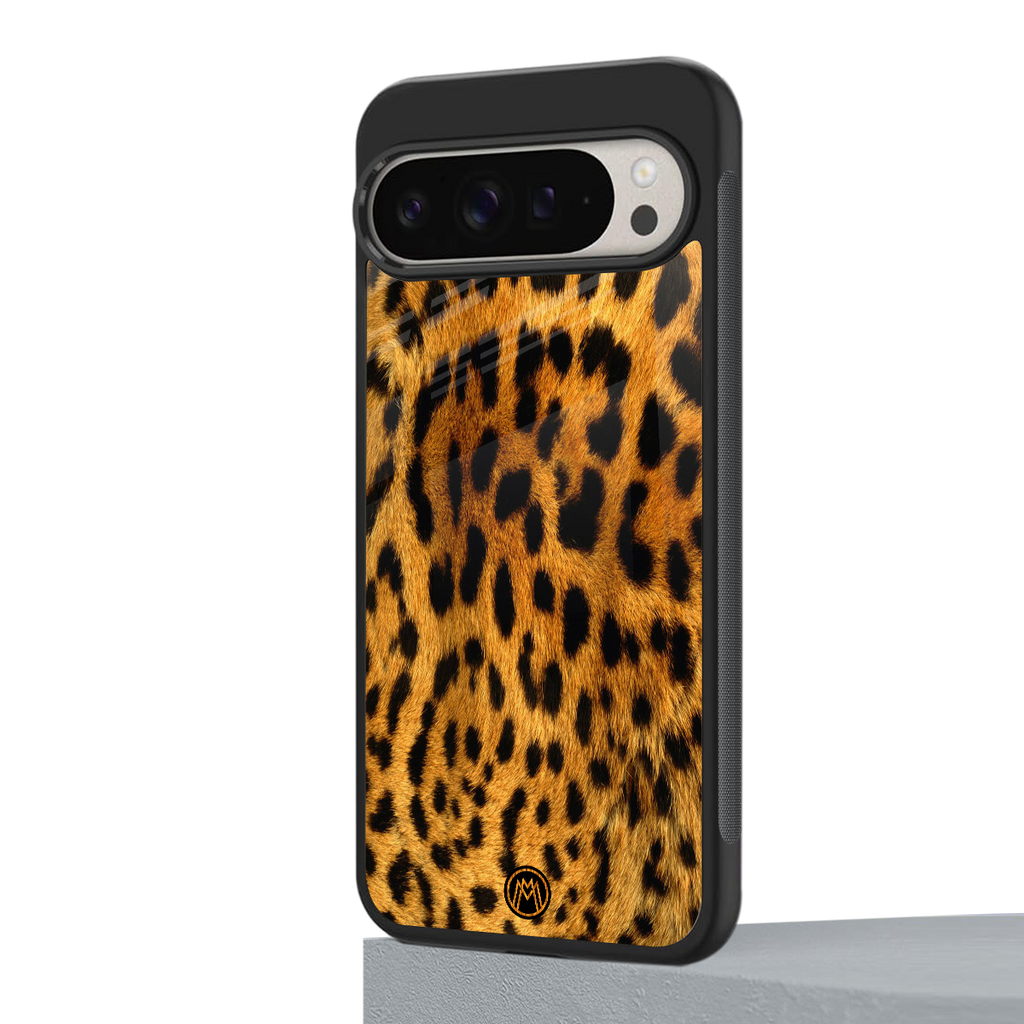 leopard fur back phone cover | glass case for google pixel 9 pro