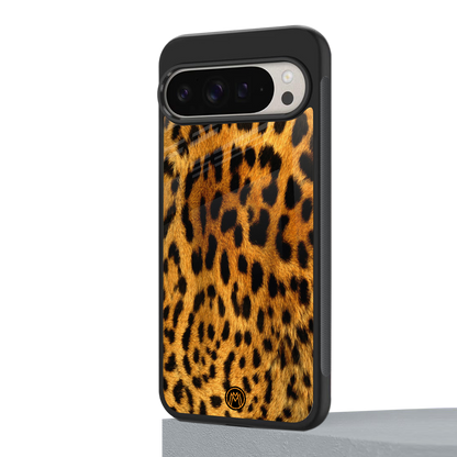 leopard fur back phone cover | glass case for google pixel 9 pro xl