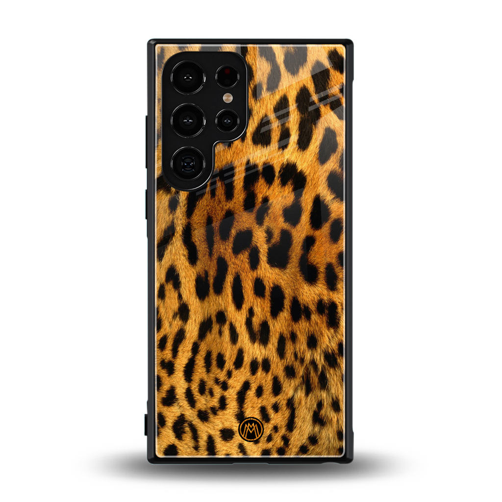 leopard fur back phone cover | glass case for samsung galaxy s23 ultra