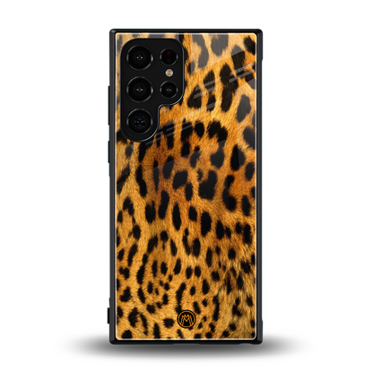 leopard fur back phone cover | glass case for samsung galaxy s23 ultra