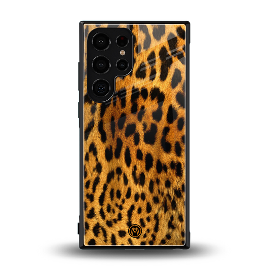 leopard fur back phone cover | glass case for samsung galaxy s23 ultra