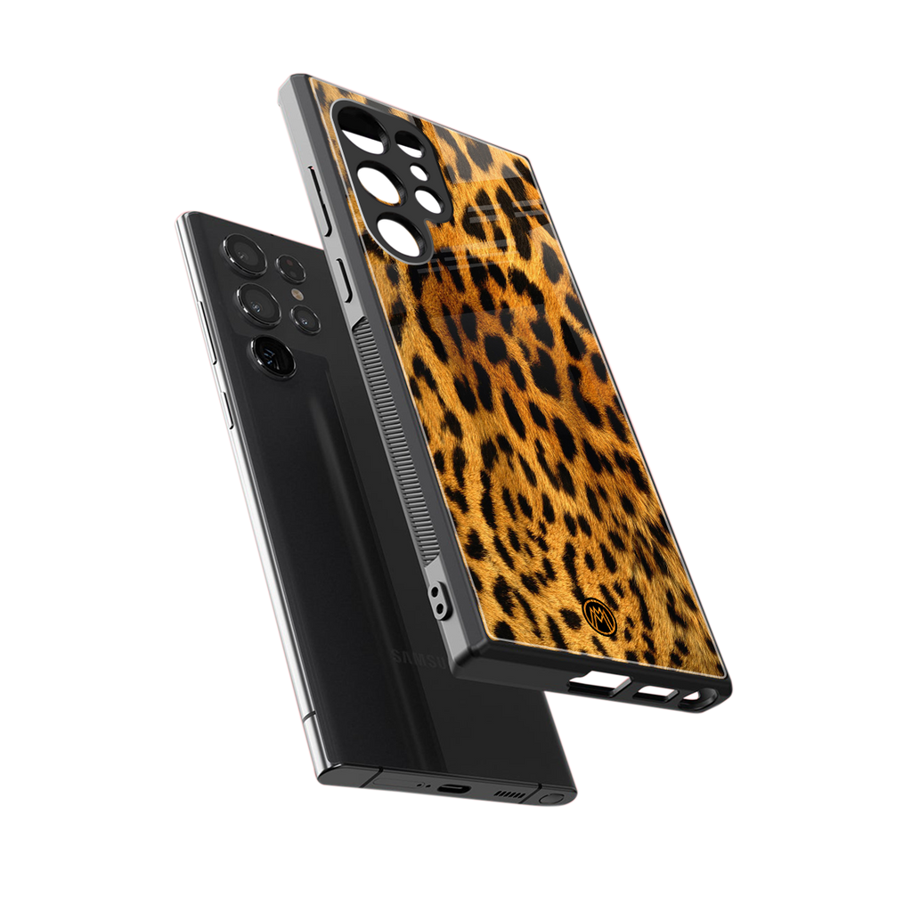 leopard fur back phone cover | glass case for samsung galaxy s23 ultra