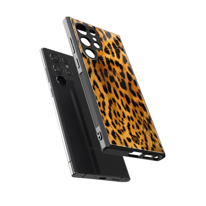 leopard fur back phone cover | glass case for samsung galaxy s23 ultra
