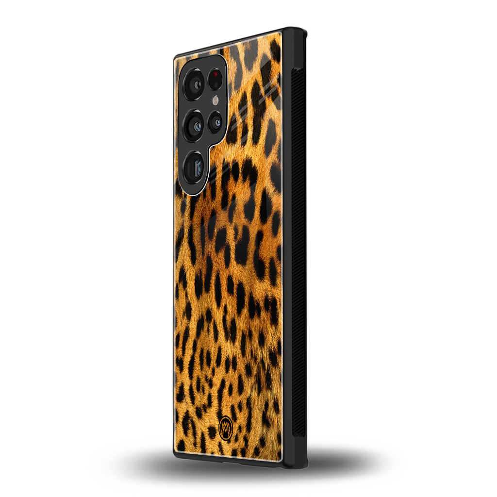 leopard fur back phone cover | glass case for samsung galaxy s23 ultra