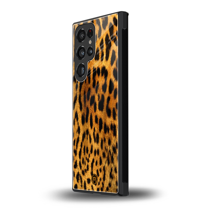 leopard fur back phone cover | glass case for samsung galaxy s23 ultra