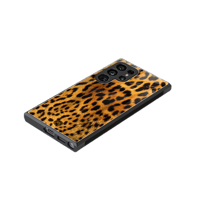 leopard fur back phone cover | glass case for samsung galaxy s24 ultra