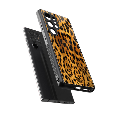 leopard fur back phone cover | glass case for samsung galaxy s25 ultra