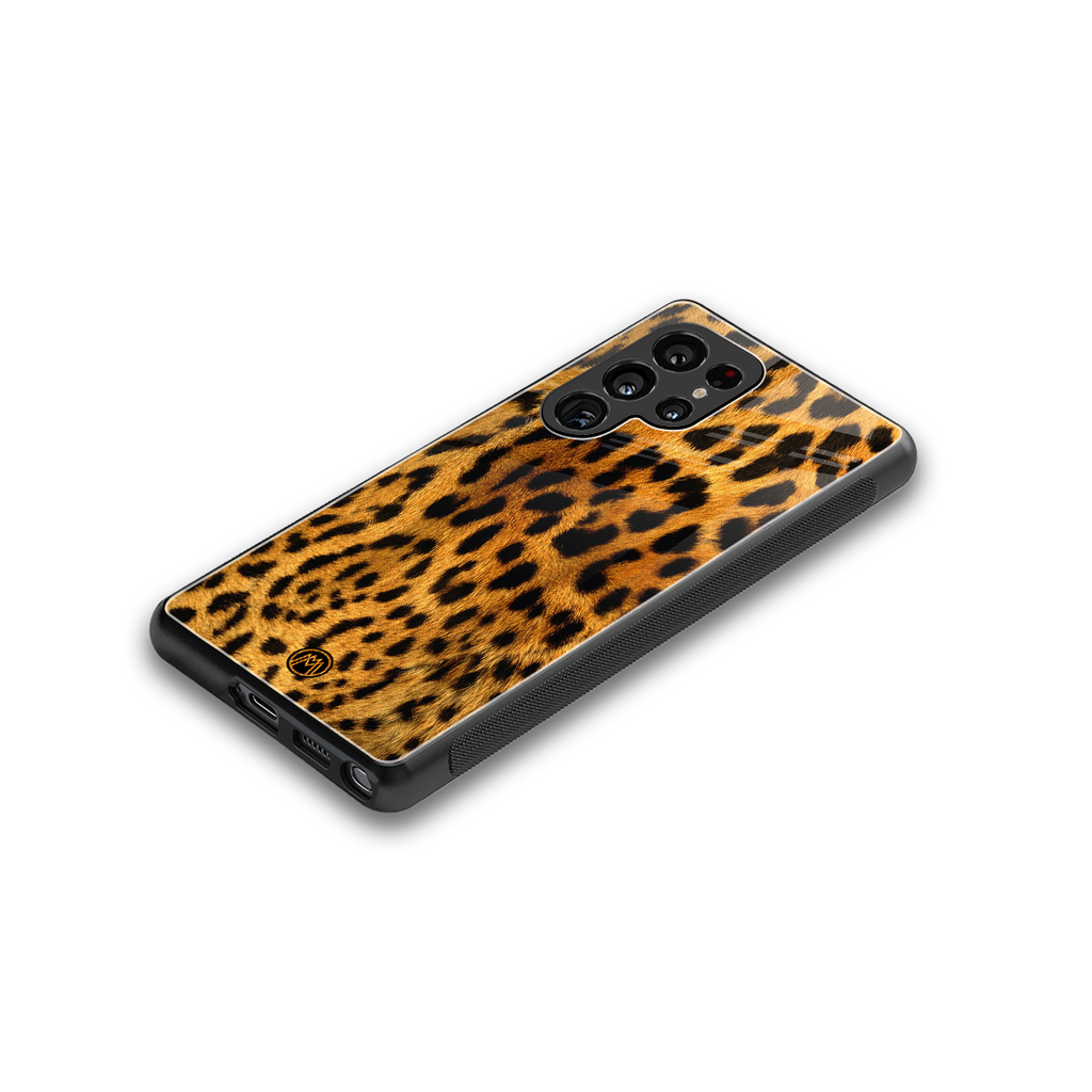 leopard fur back phone cover | glass case for samsung galaxy s25 ultra