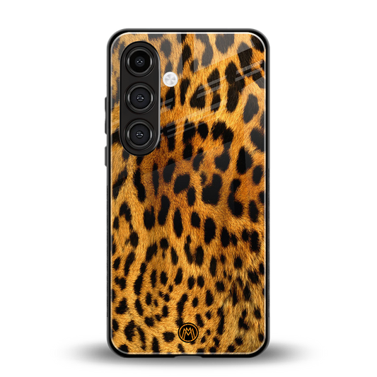 leopard fur back phone cover | glass case for samsung galaxy s24 fe