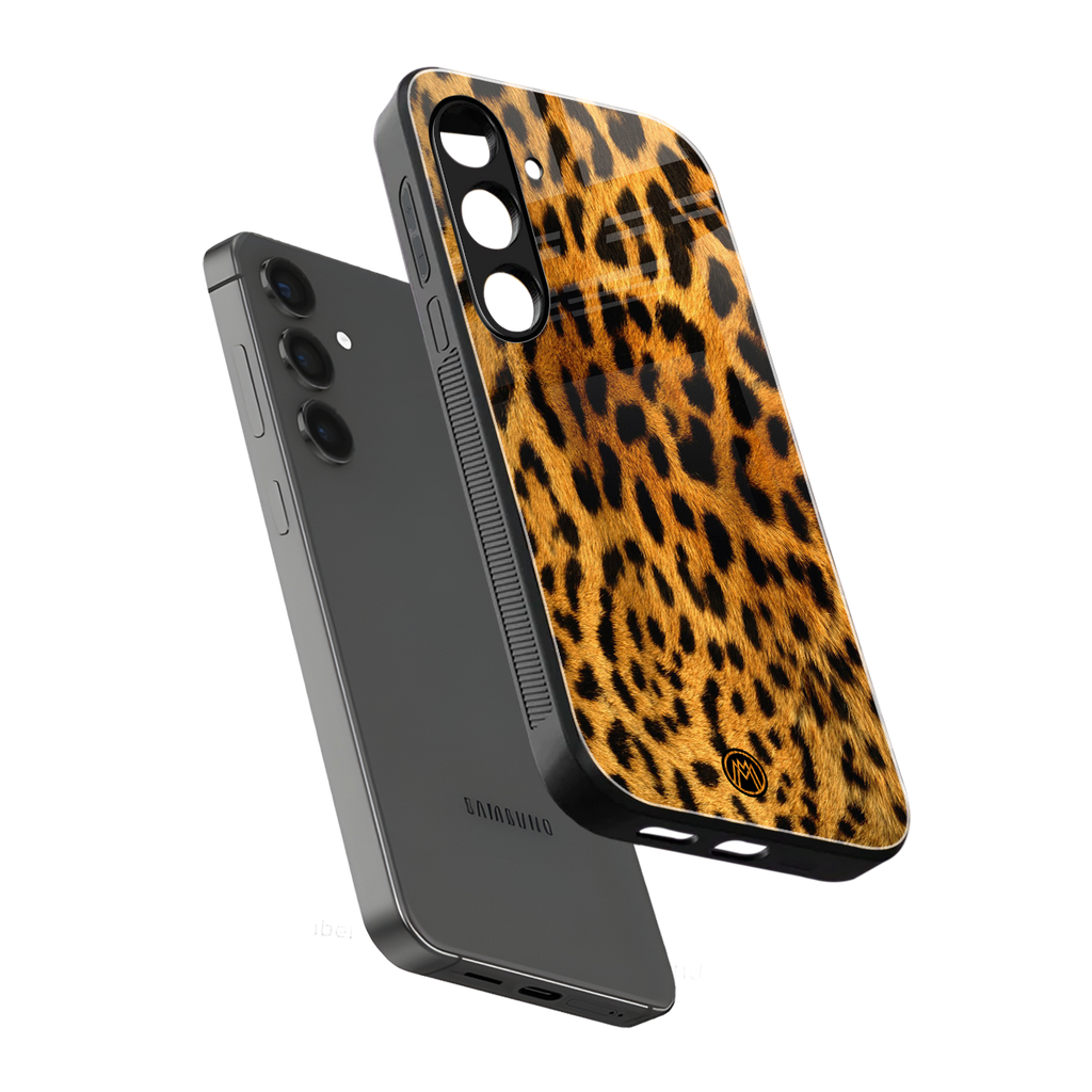 leopard fur back phone cover | glass case for samsung galaxy s24 plus
