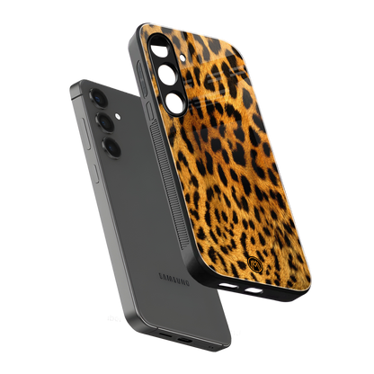 leopard fur back phone cover | glass case for samsung galaxy s24 fe