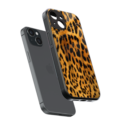 leopard fur back phone cover | glass case for iphone 15