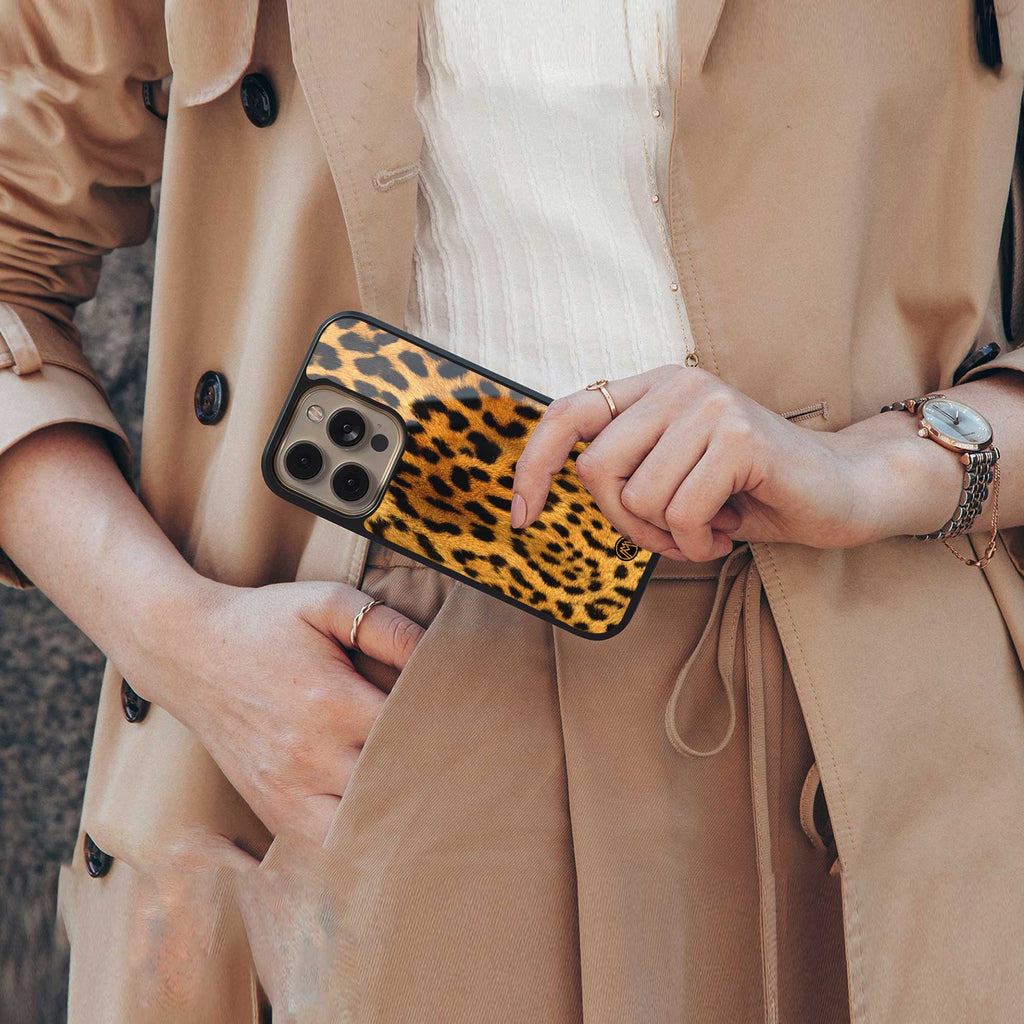 leopard fur back phone cover | glass case for samsung galaxy s24