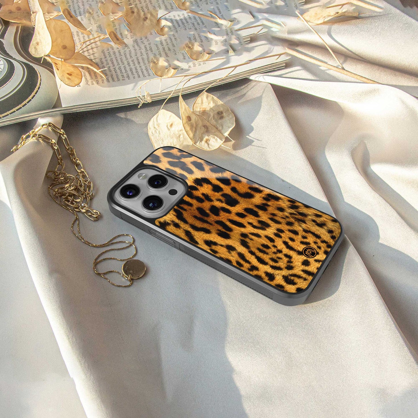 leopard fur back phone cover | glass case for iphone 13 pro max