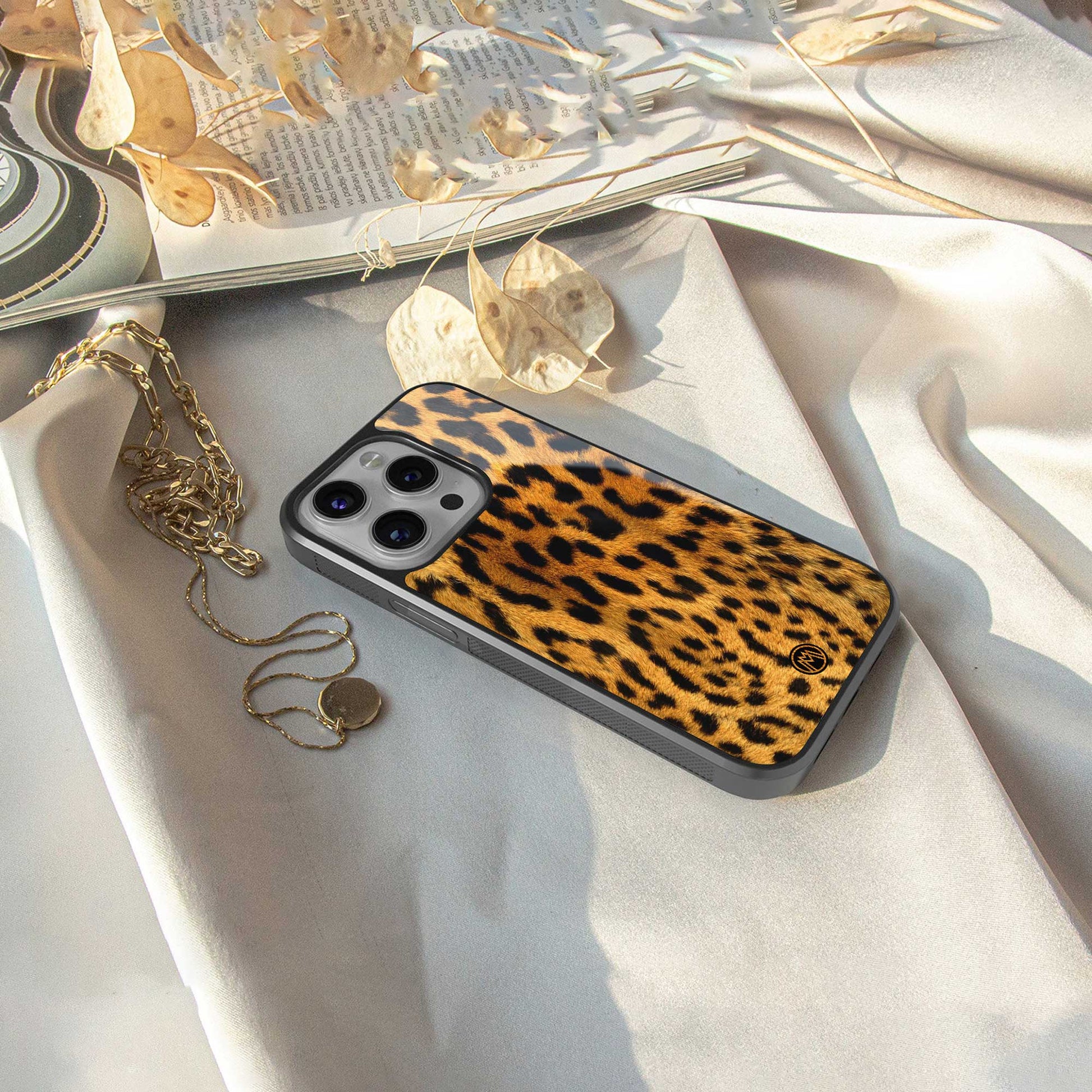 leopard fur back phone cover | glass case for iphone 13 pro max