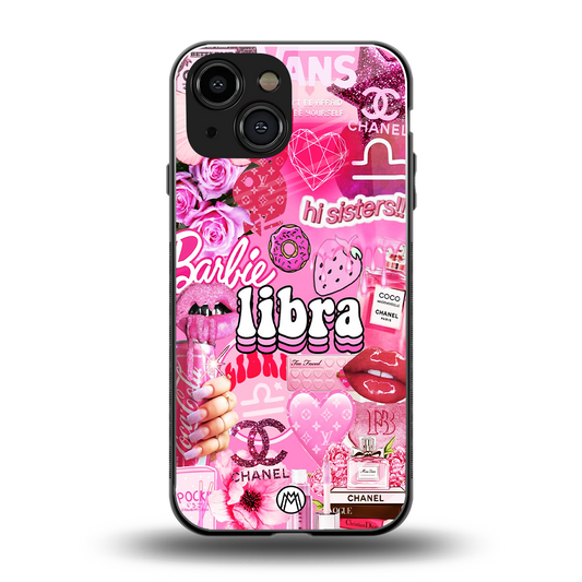 libra aesthetic collage back phone cover | glass case for iphone 13 mini