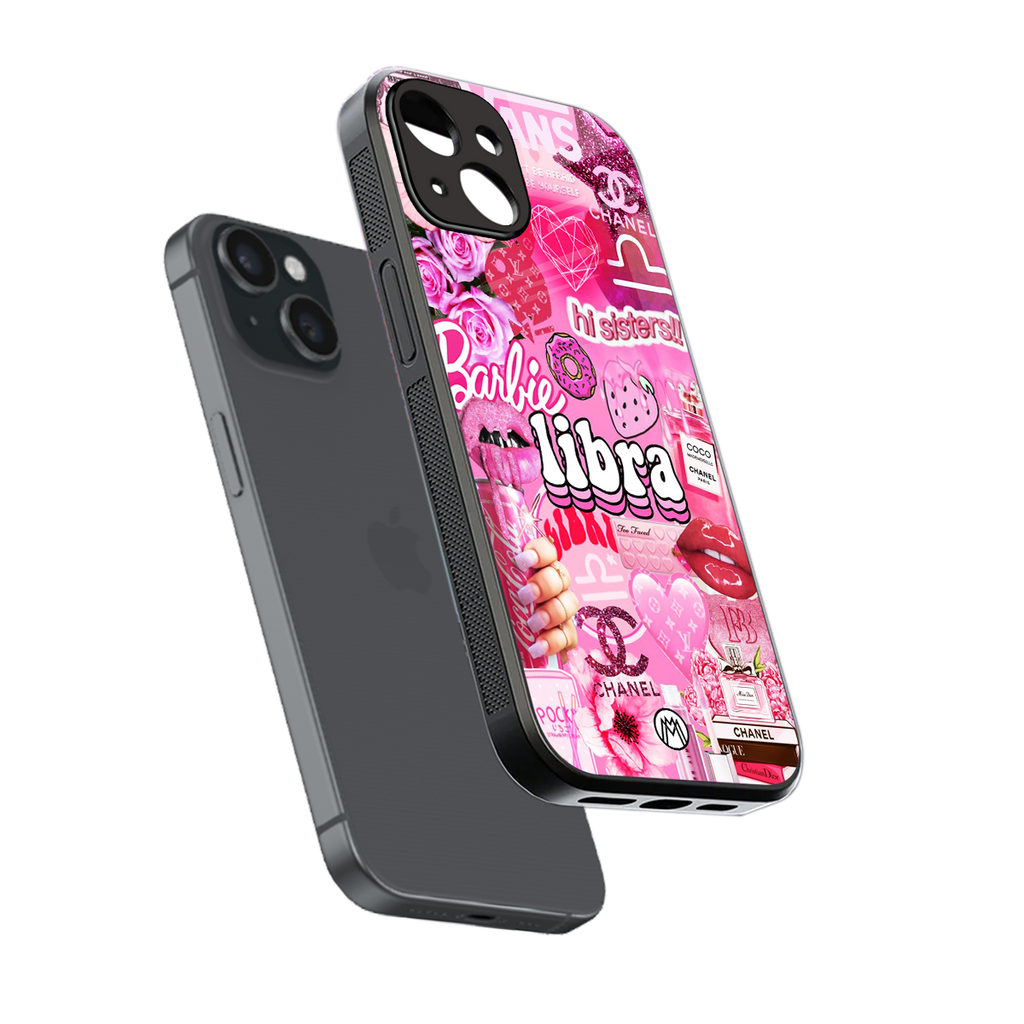 libra aesthetic collage back phone cover | glass case for iphone 13 mini