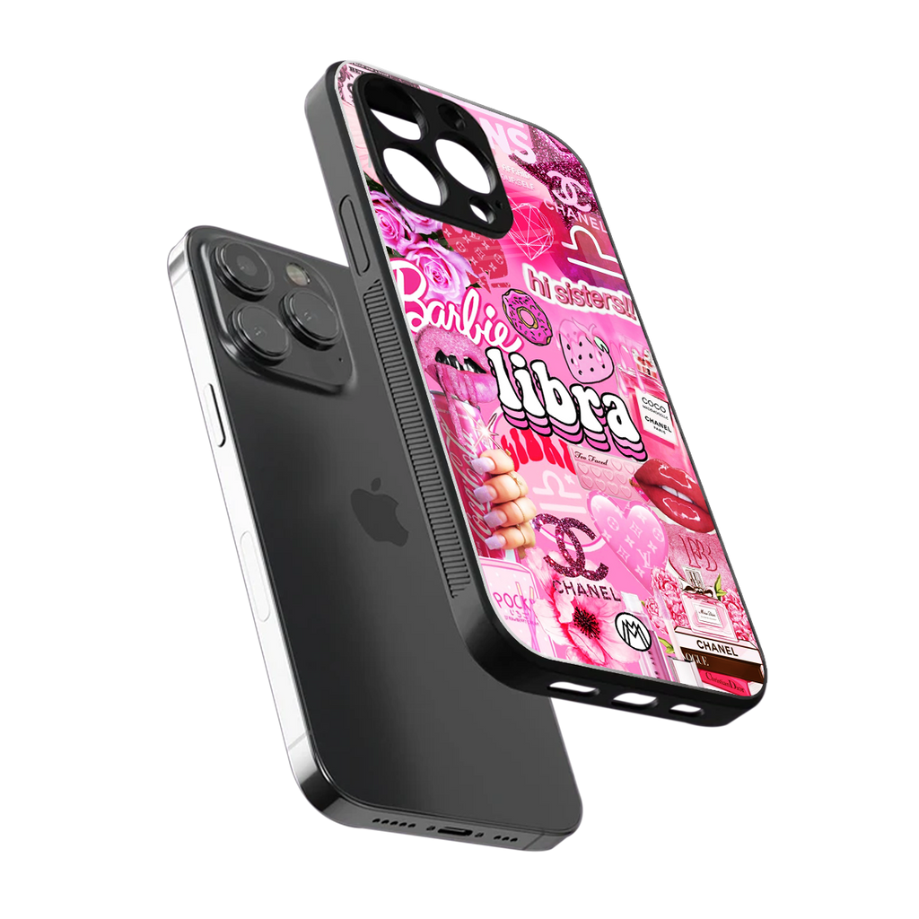 libra aesthetic collage back phone cover | glass case for iphone 13 pro