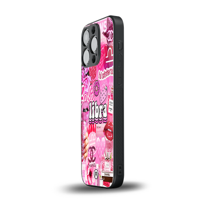 libra aesthetic collage back phone cover | glass case for iphone 13 pro