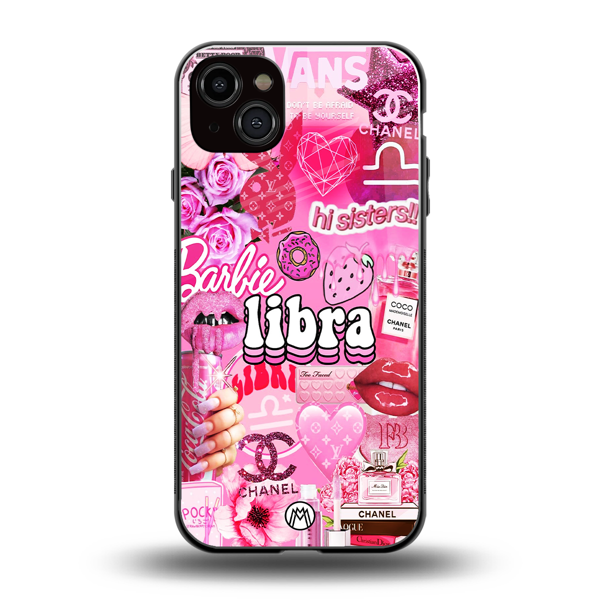 libra aesthetic collage back phone cover | glass case for iphone 15 plus