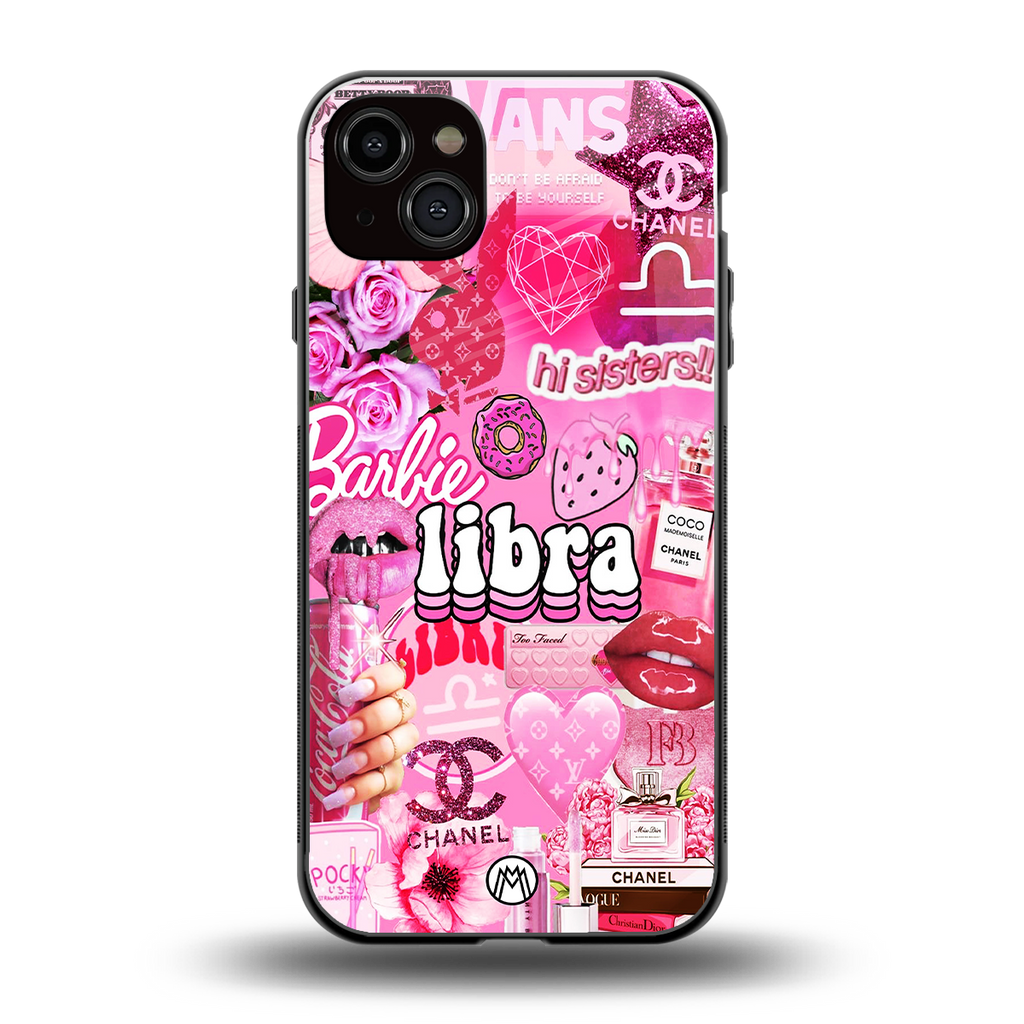 libra aesthetic collage back phone cover | glass case for iphone 14 plus
