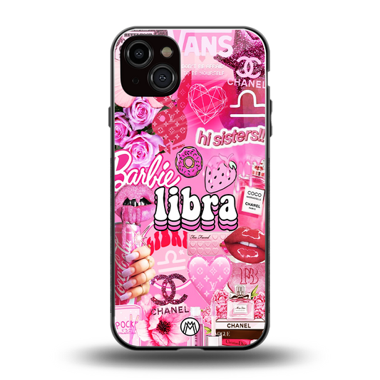 libra aesthetic collage back phone cover | glass case for iphone 14 plus