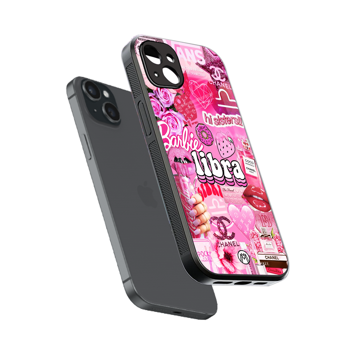 libra aesthetic collage back phone cover | glass case for iphone 15 plus
