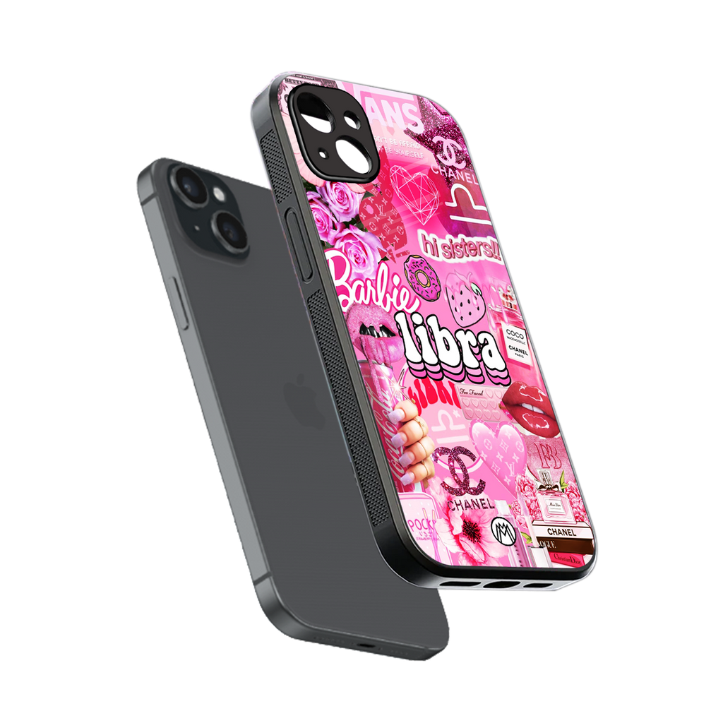 libra aesthetic collage back phone cover | glass case for iphone 14 plus