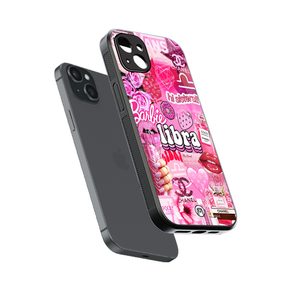 libra aesthetic collage back phone cover | glass case for iphone 14 plus