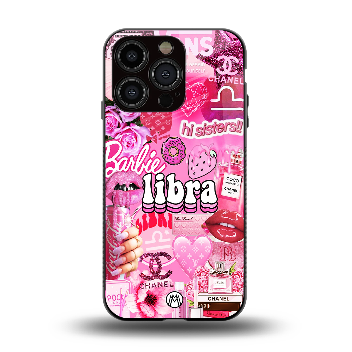 libra aesthetic collage back phone cover | glass case for iphone 15 pro