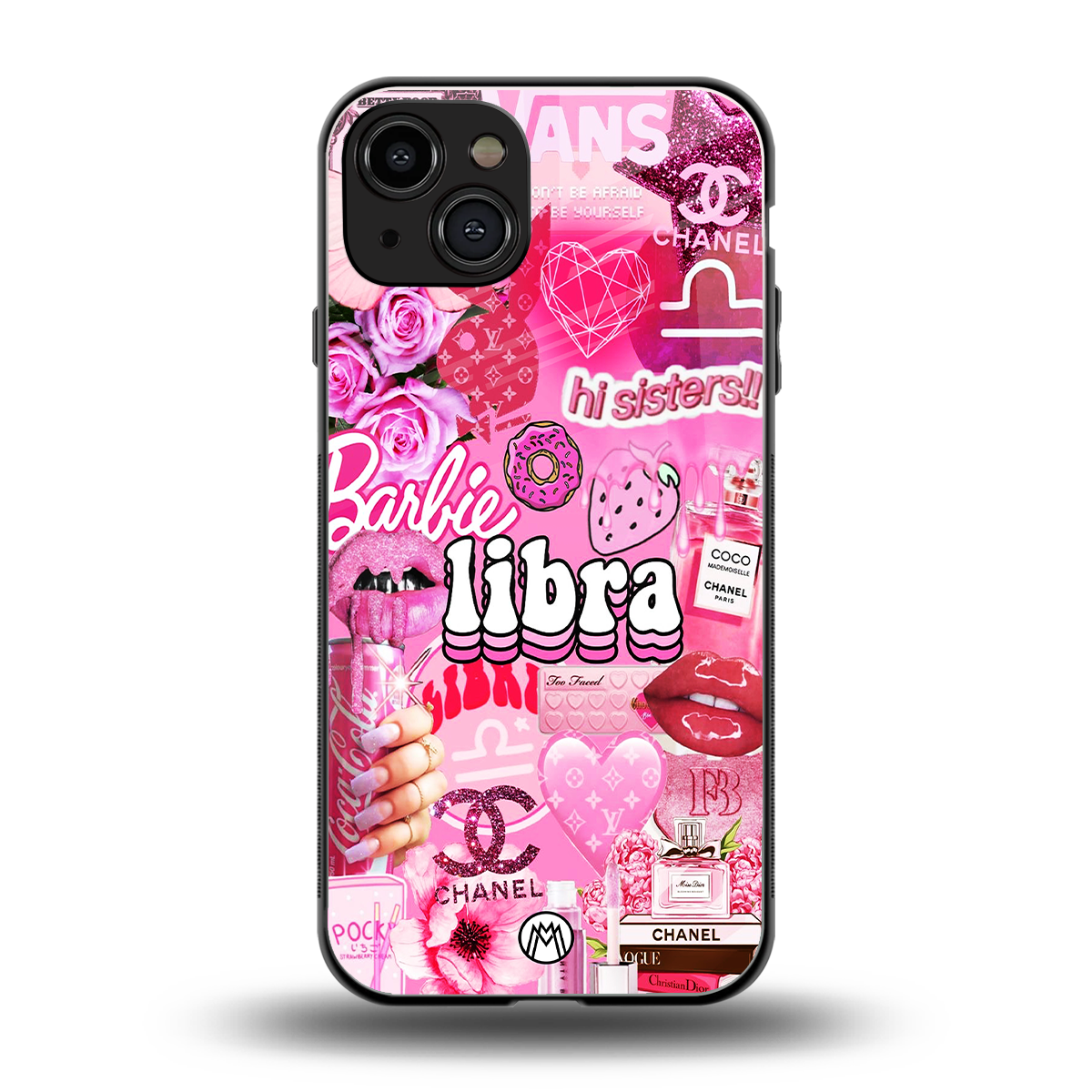 libra aesthetic collage back phone cover | glass case for iphone 15