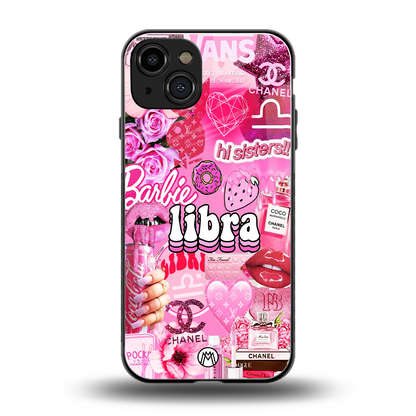 libra aesthetic collage back phone cover | glass case for iphone 15