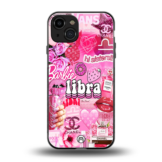 libra aesthetic collage back phone cover | glass case for iphone 15