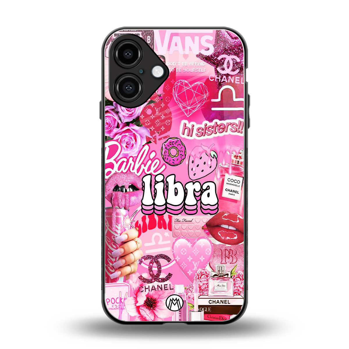 libra aesthetic collage back phone cover | glass case for iphone 16 plus