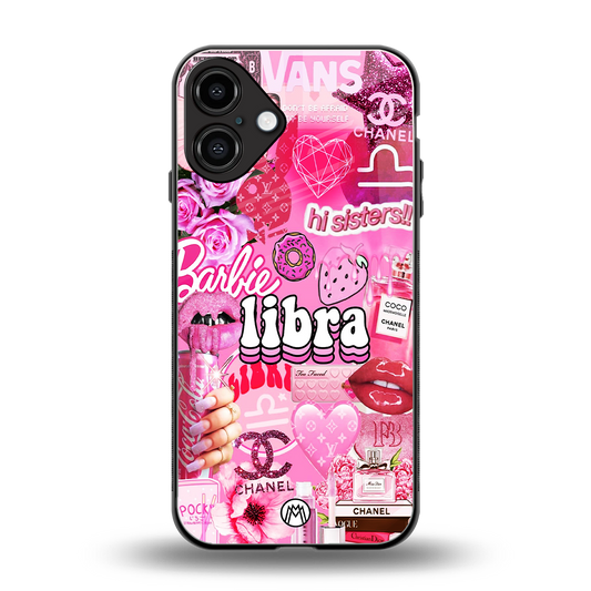 libra aesthetic collage back phone cover | glass case for iphone 16 plus