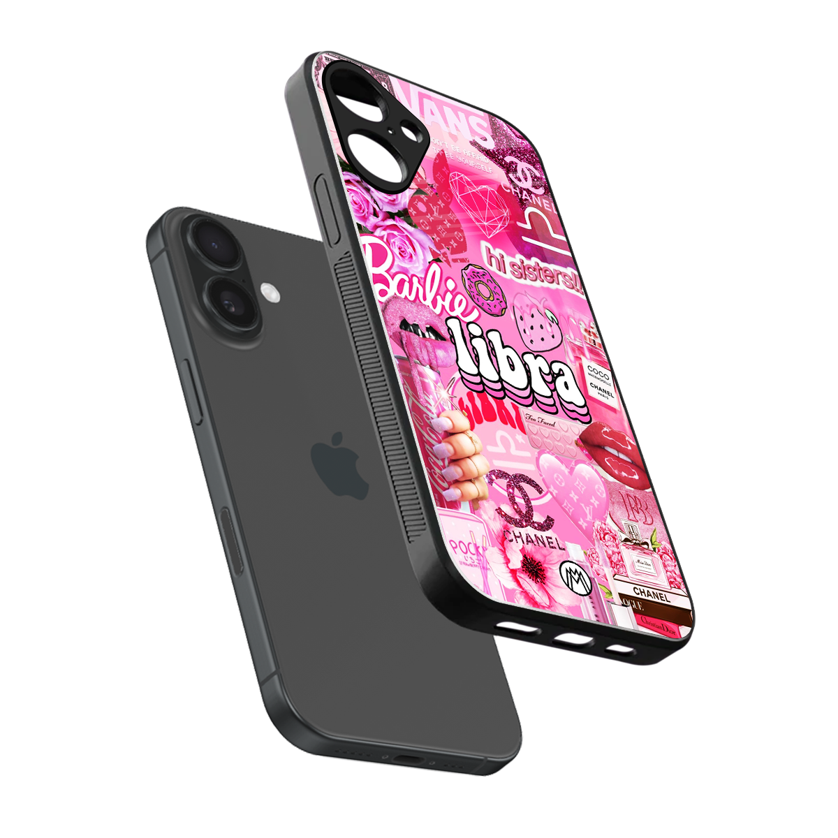 libra aesthetic collage back phone cover | glass case for iphone 16 plus