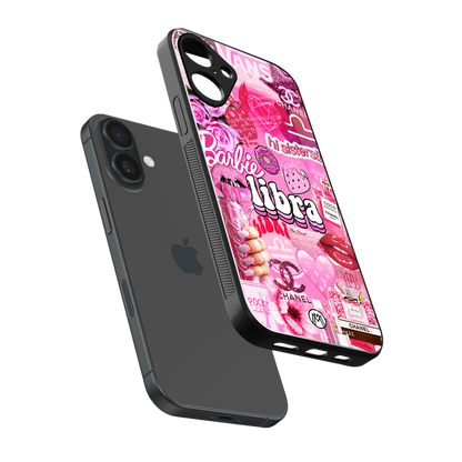 libra aesthetic collage back phone cover | glass case for iphone 16 plus