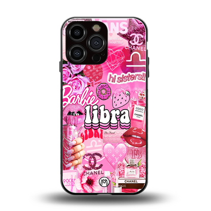 libra aesthetic collage back phone cover | glass case for iphone 16 pro max