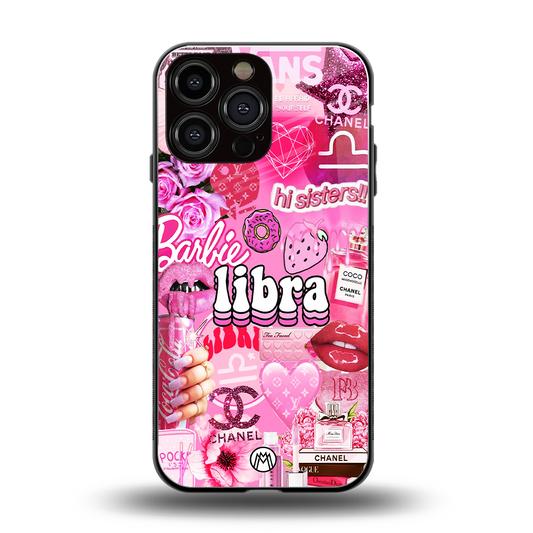 libra aesthetic collage back phone cover | glass case for iphone 16 pro max