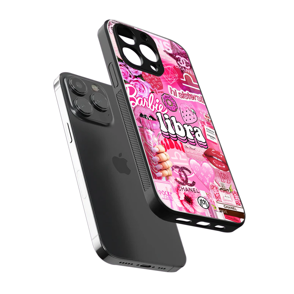 libra aesthetic collage back phone cover | glass case for iphone 16 pro max