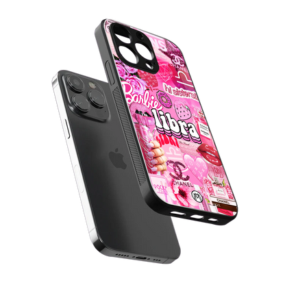 libra aesthetic collage back phone cover | glass case for iphone 16 pro max