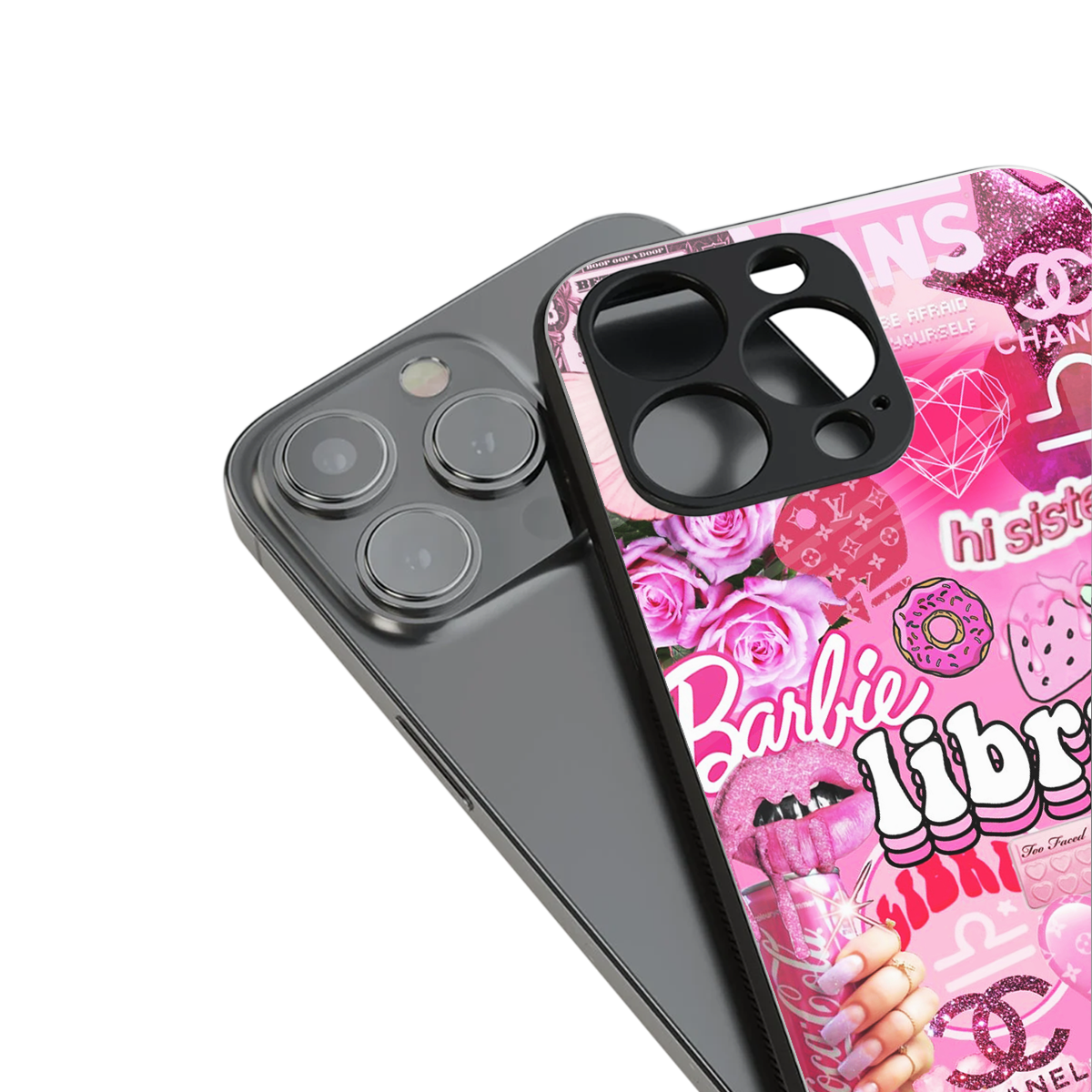 libra aesthetic collage back phone cover | glass case for iphone 15 plus
