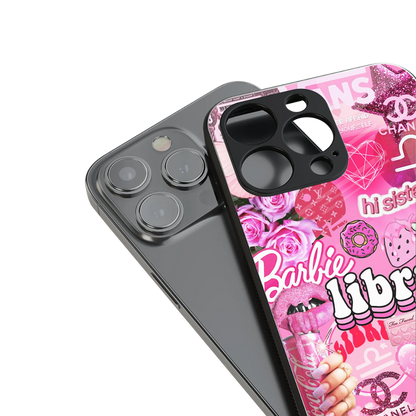 libra aesthetic collage back phone cover | glass case for iphone 16 pro