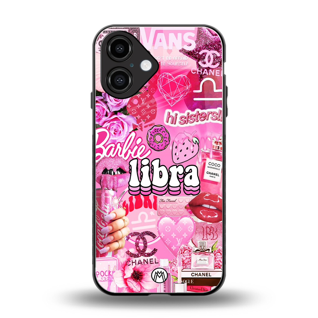 libra aesthetic collage back phone cover | glass case for iphone 16