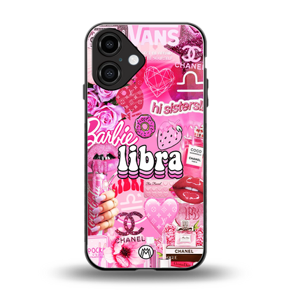 libra aesthetic collage back phone cover | glass case for iphone 16