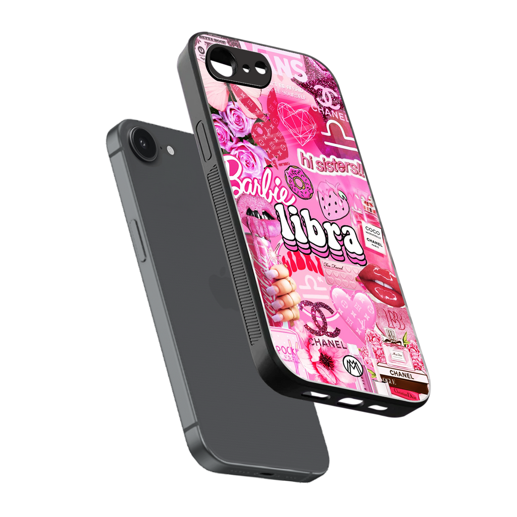libra aesthetic collage back phone cover | glass case for iphone 16e