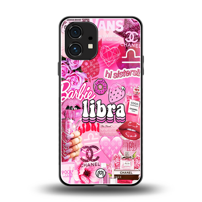 libra aesthetic collage back phone cover | glass case for nothing phone 1